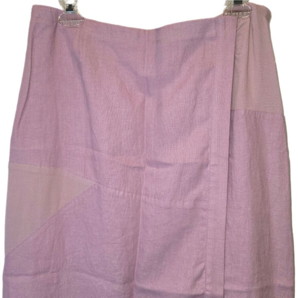 J. JILL VTG 90s Linen‎ Midi Skirt Wrap Pencil Womens Size 12 Patchwork Rose Pink - Picture 5 of 16